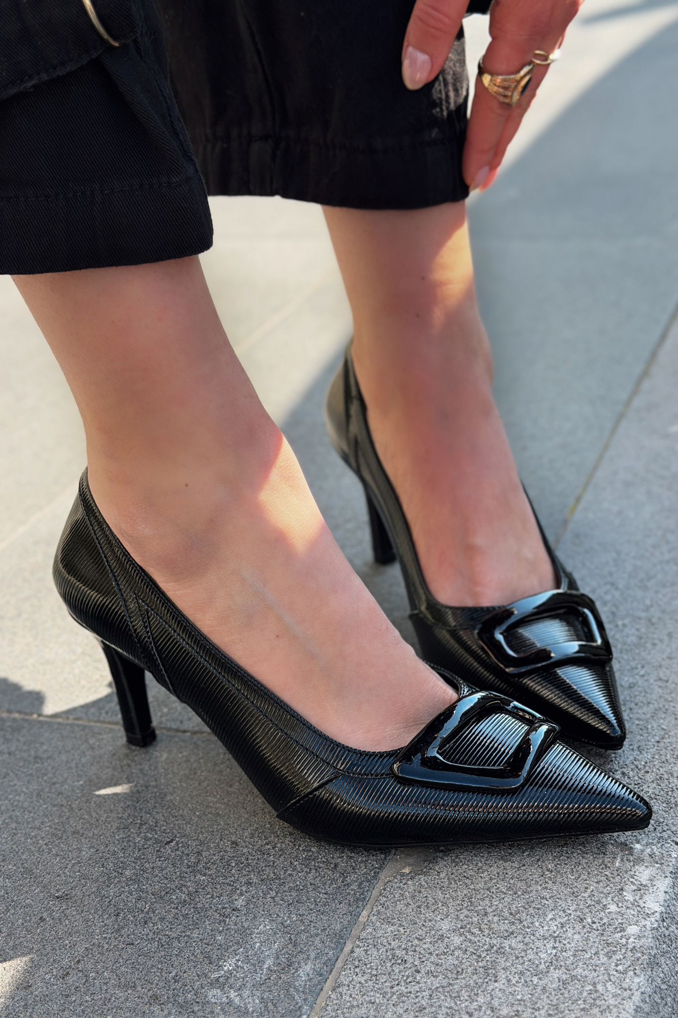 Finrel Black Patent Faux Leather Women's Stilettos