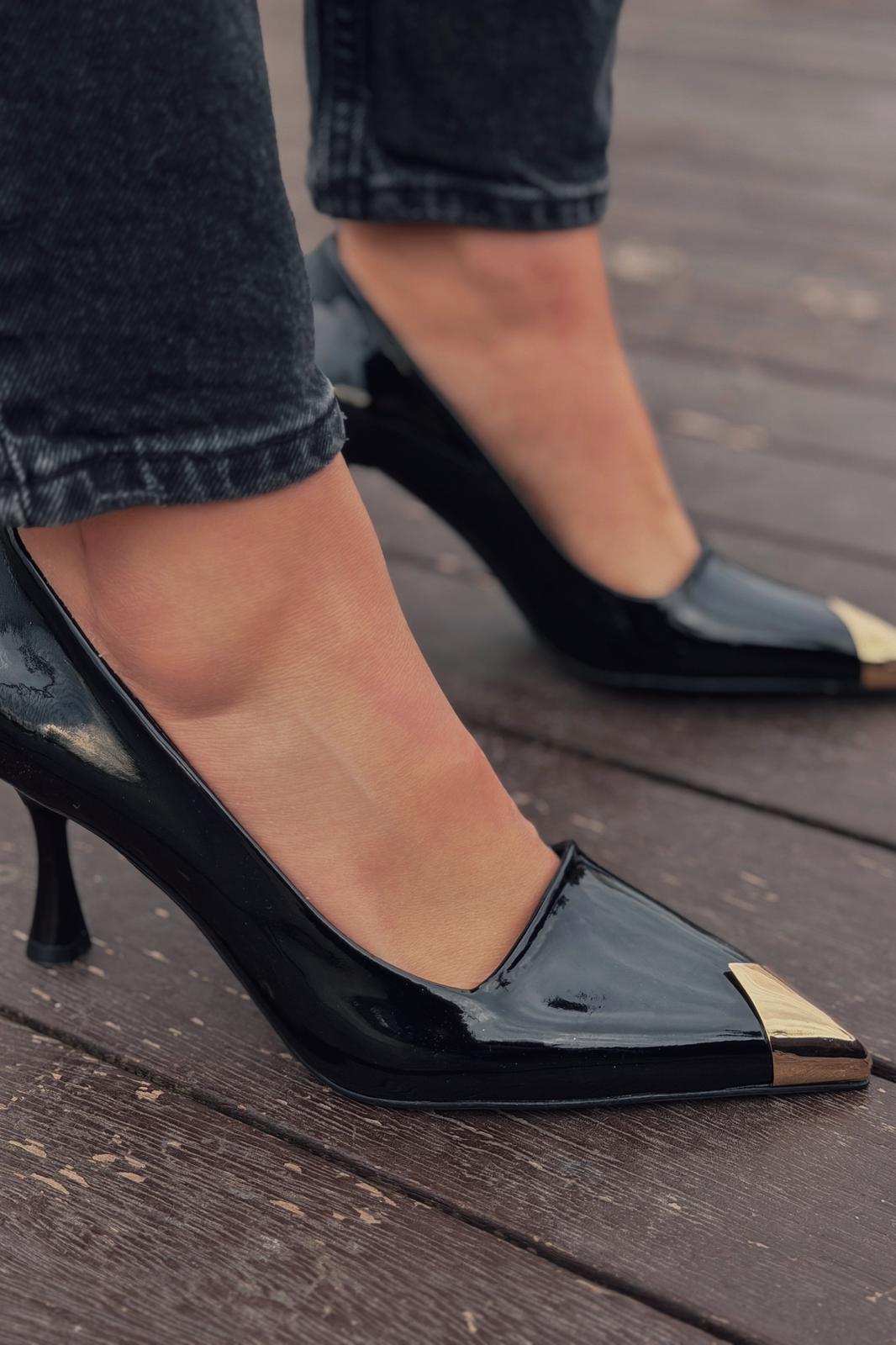 Noctra Black Patent Faux Leather Women's Stilettos