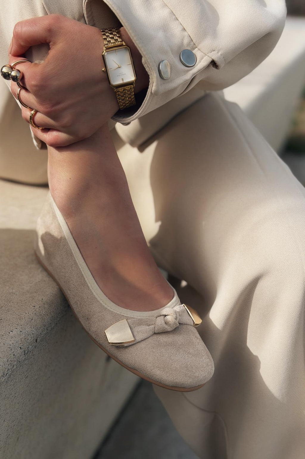 Orphel Beige Suede Women's Flats Wedge Heel