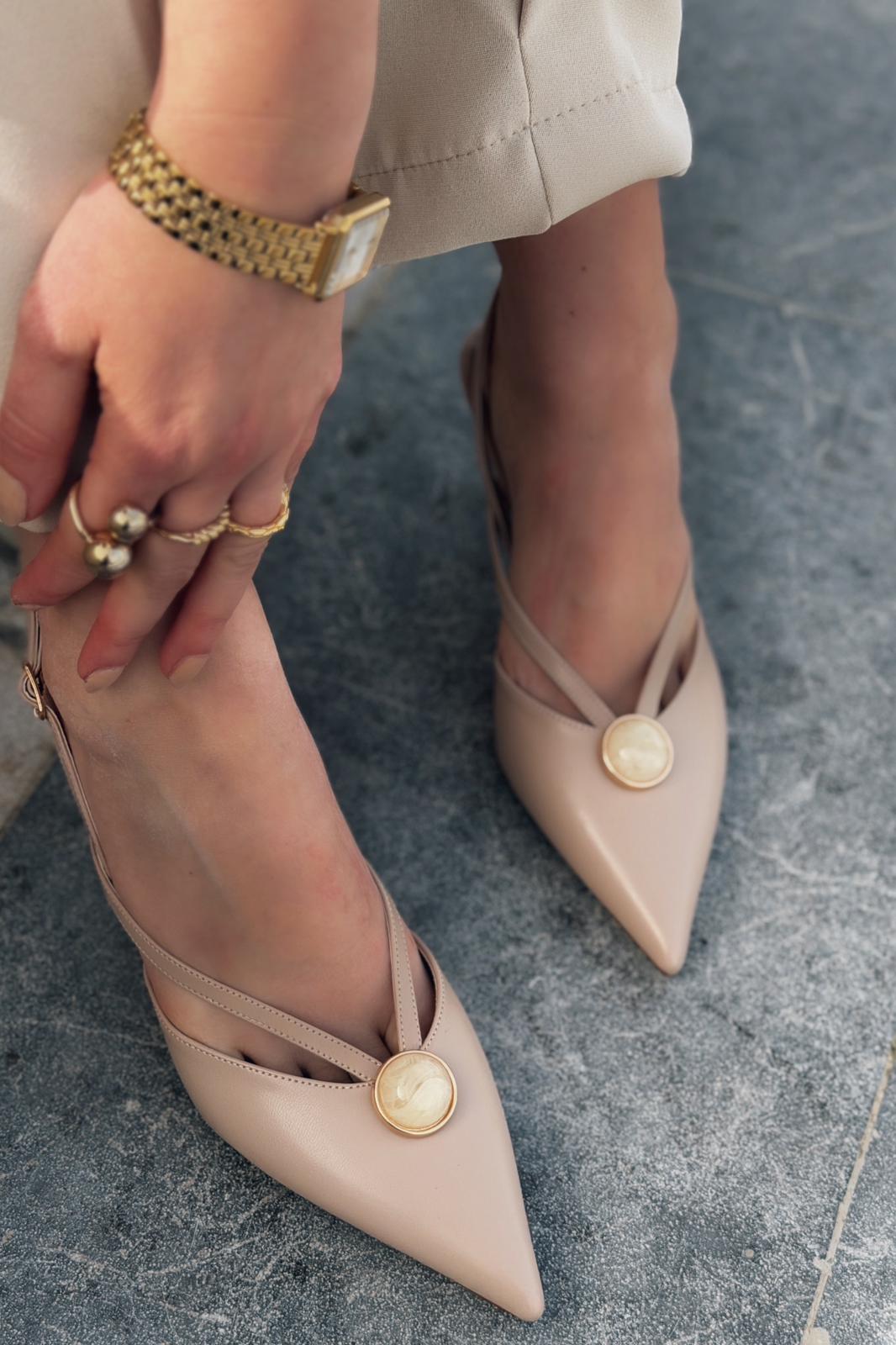 Lorisse Nude Faux Leather Women's Stilettos