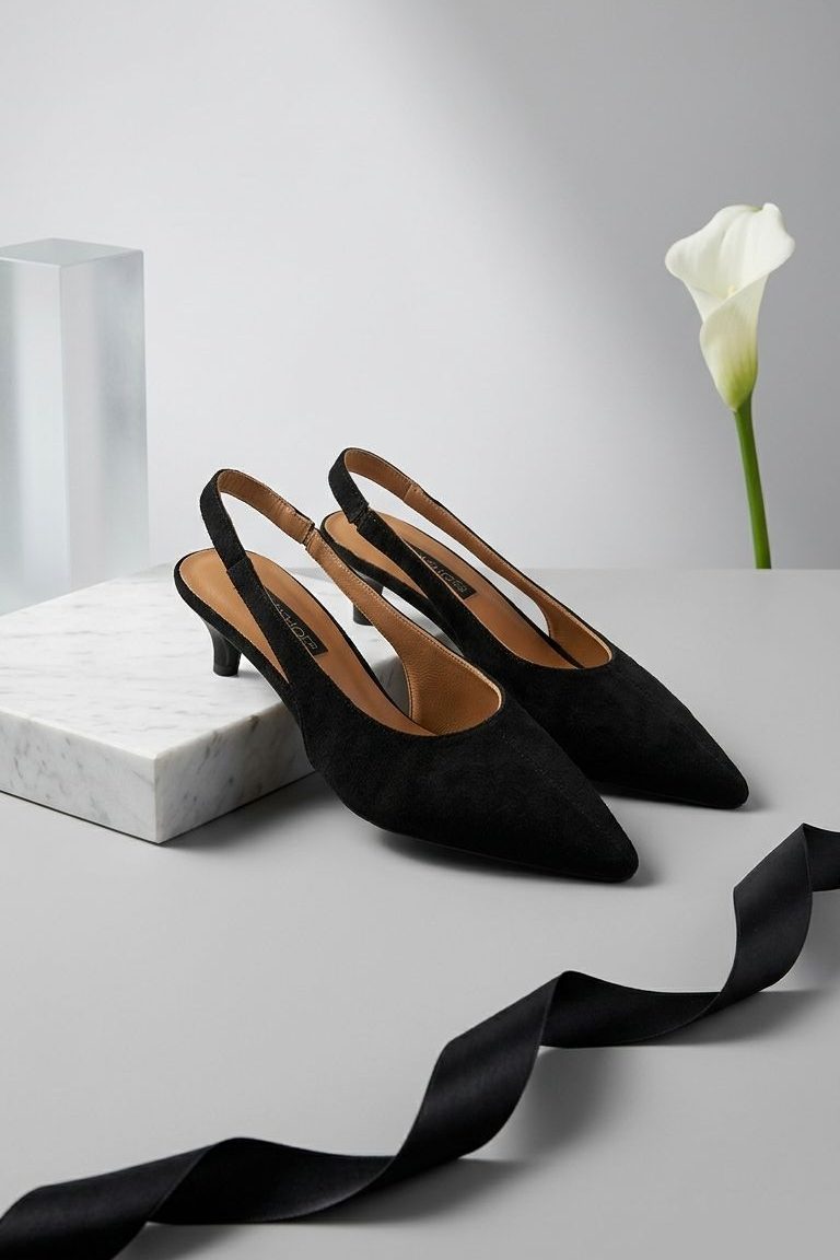 Selor Black Suede Genuine Leather Women's Stilettos