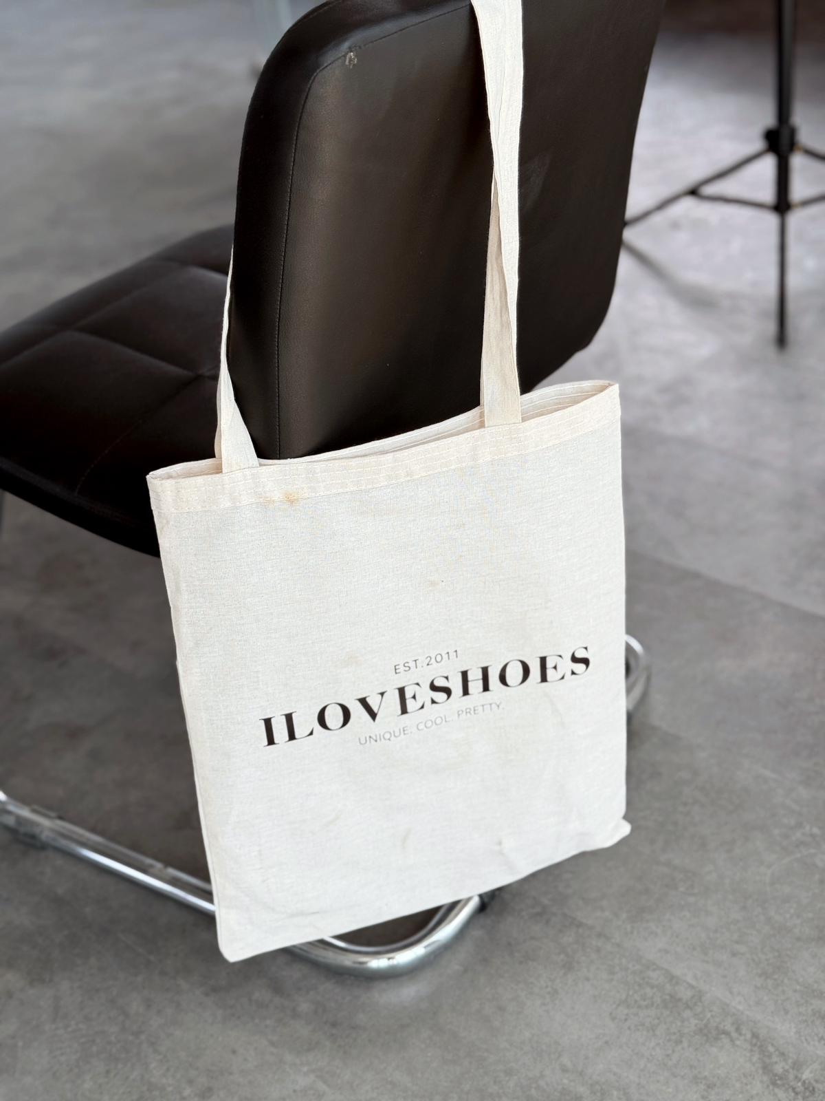 I Love Shoes Printed Natural Canvas Tote Bag
