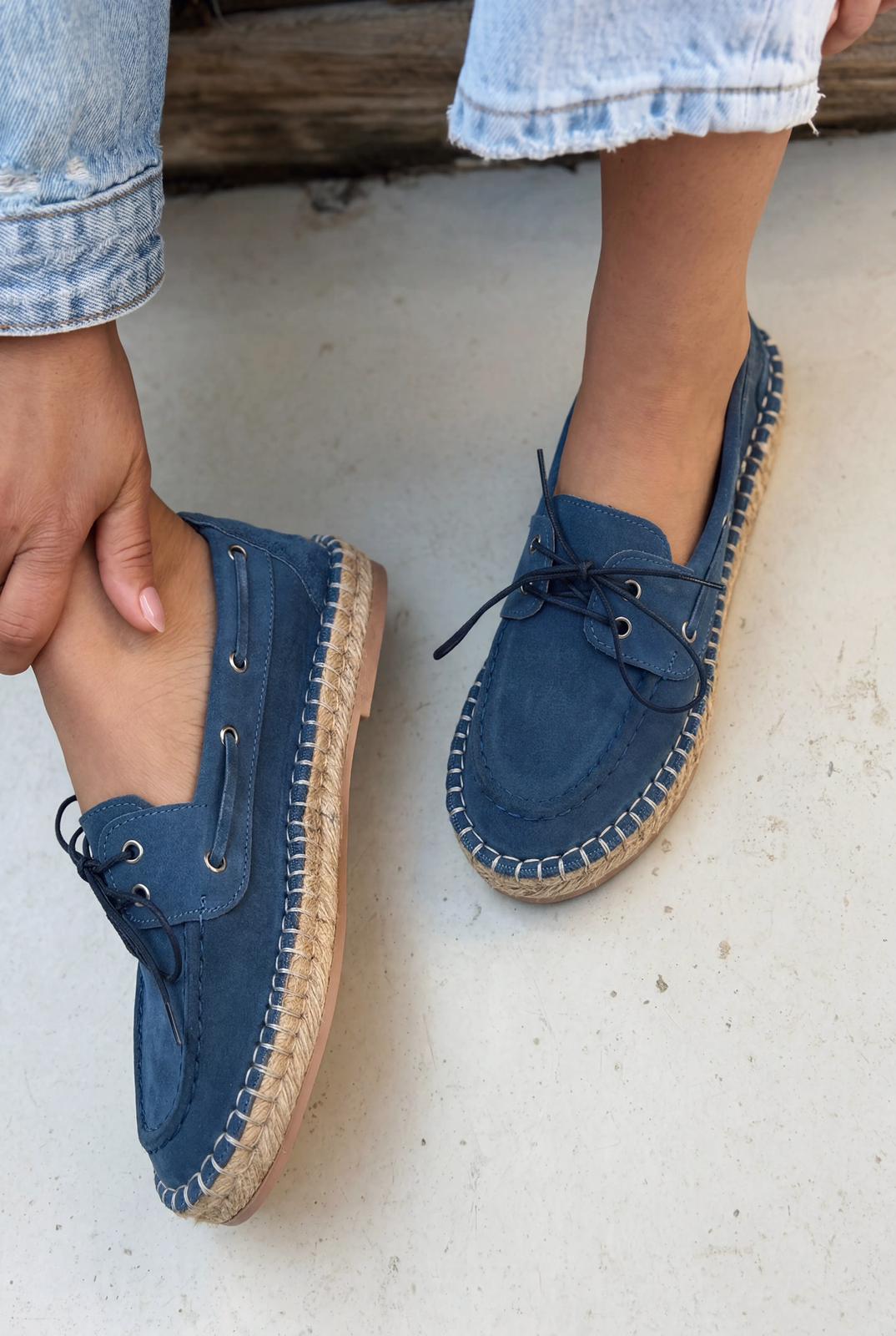Selora Navy Genuine Suede Women's Loafers
