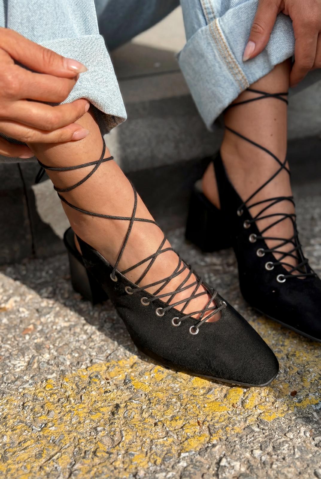 Yorella Black Suede Women's Pumps