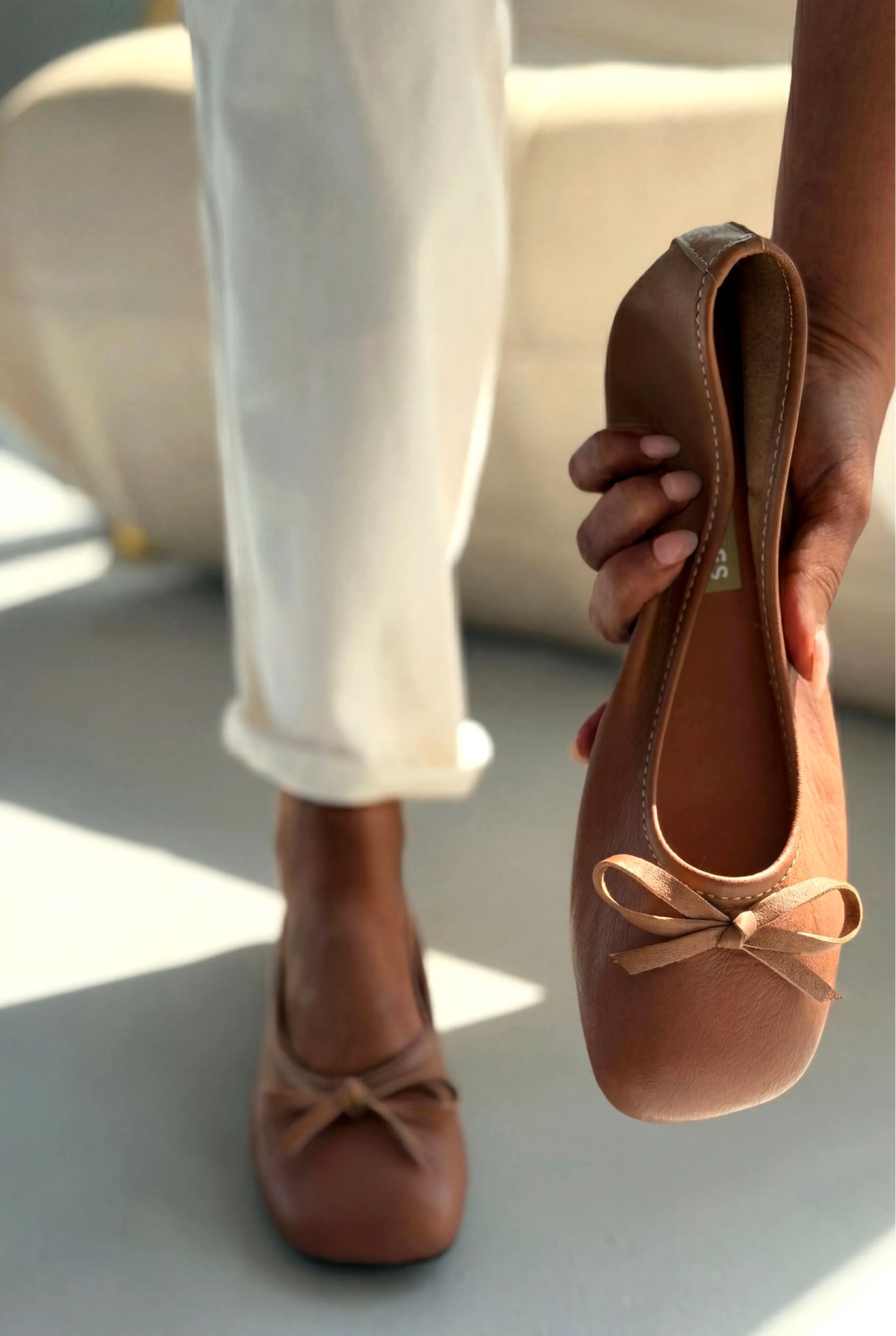 Telion Tan Genuine Leather Women's Flats