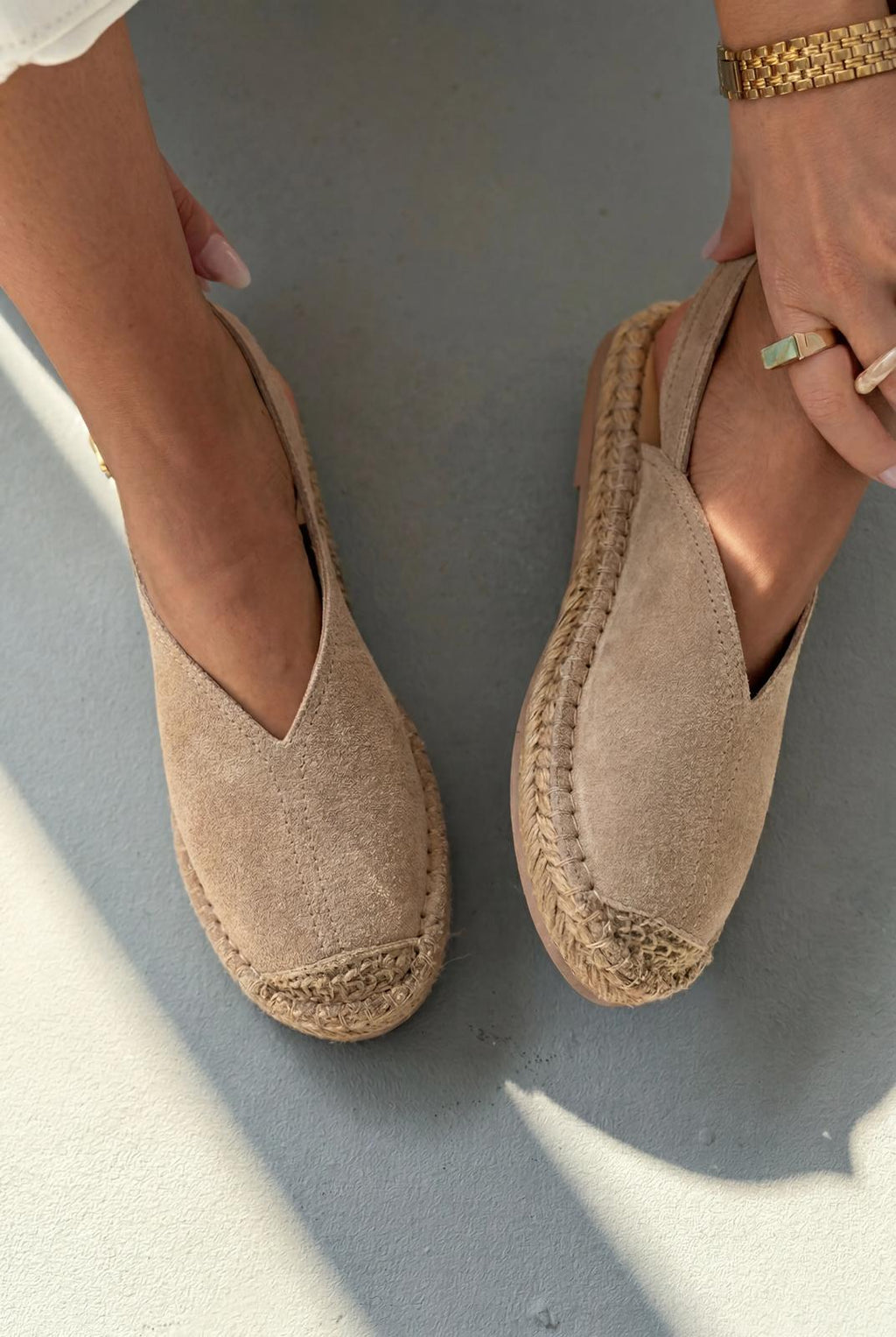 Orveth Beige Genuine Suede Women's Espadrille