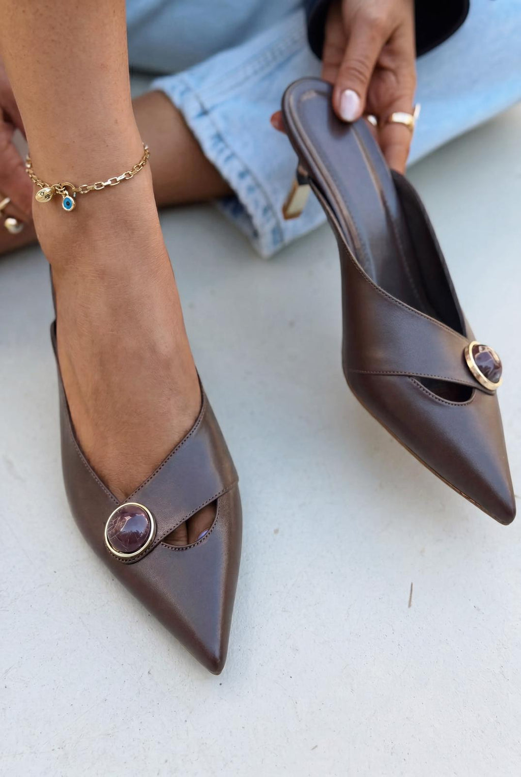 Delvor Light Brown Faux Leather Pumps