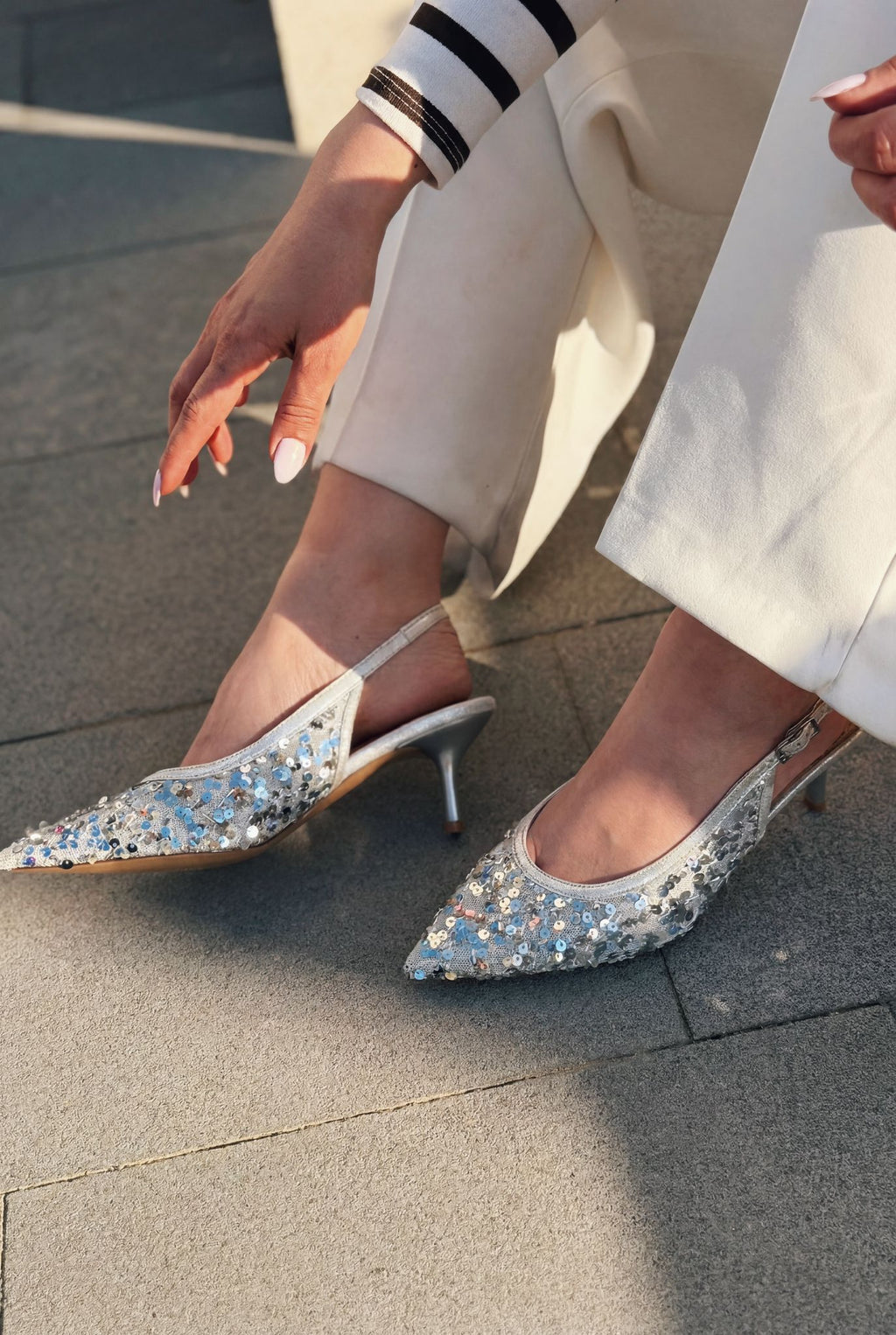Selorine Silver Sequin Women's Stilettos