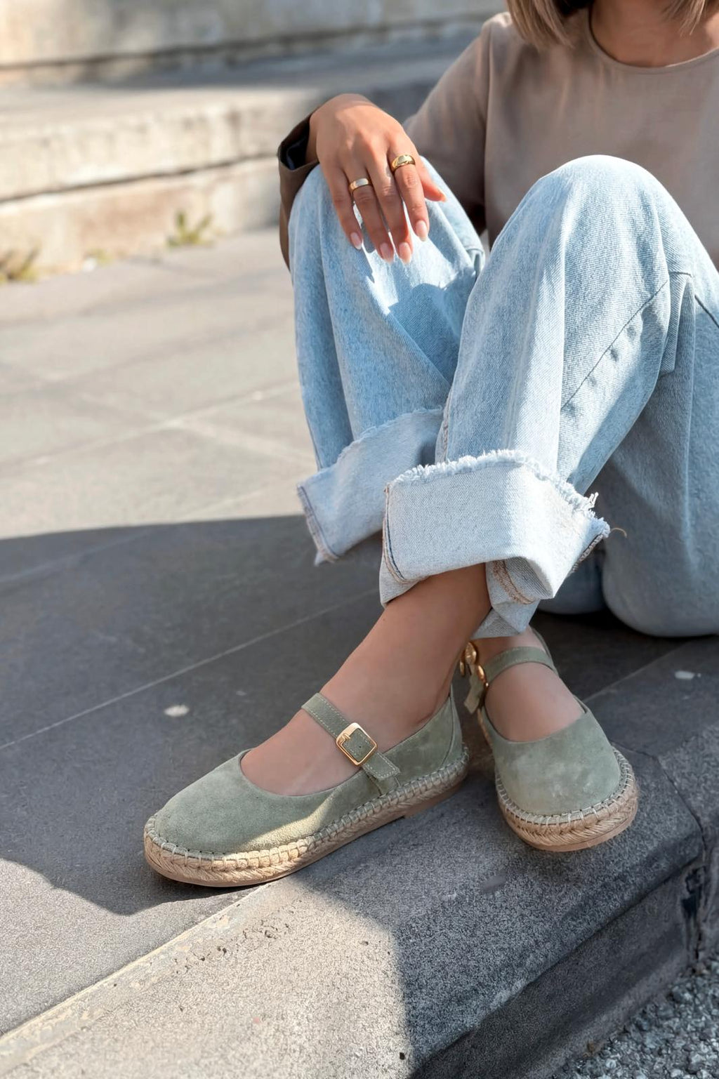Marena Mint Green Genuine Suede Women's Espadrilles