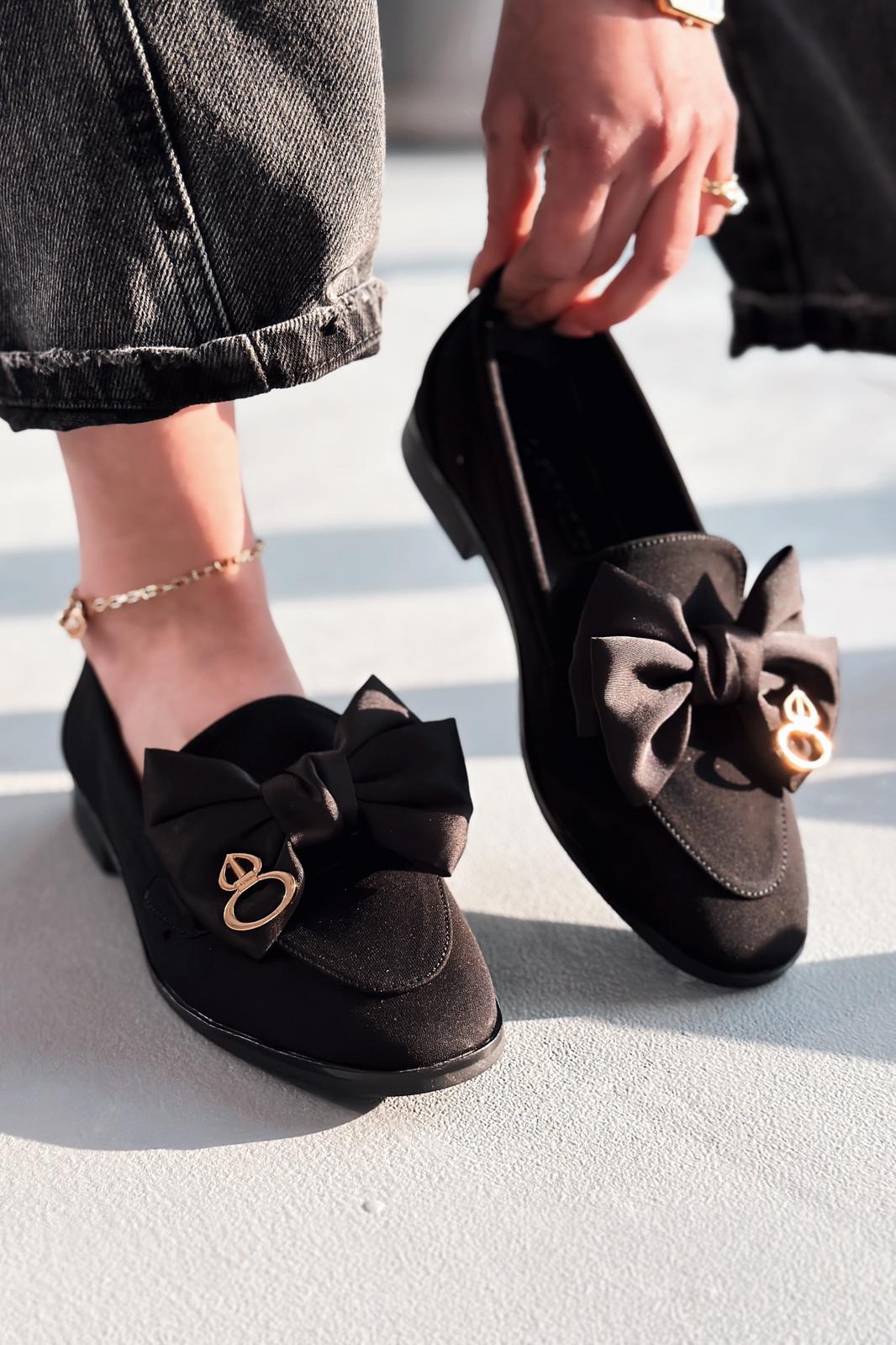 Norrada Black Satin women's loafers