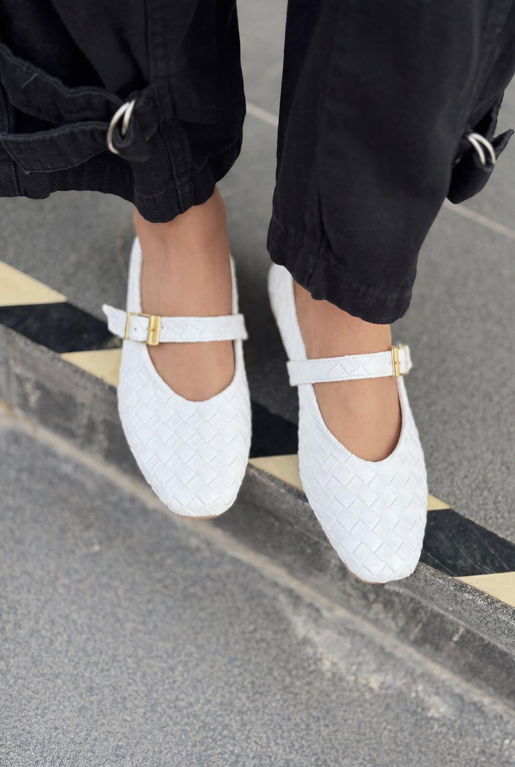 Vespera White Faux Leather Women's Flats