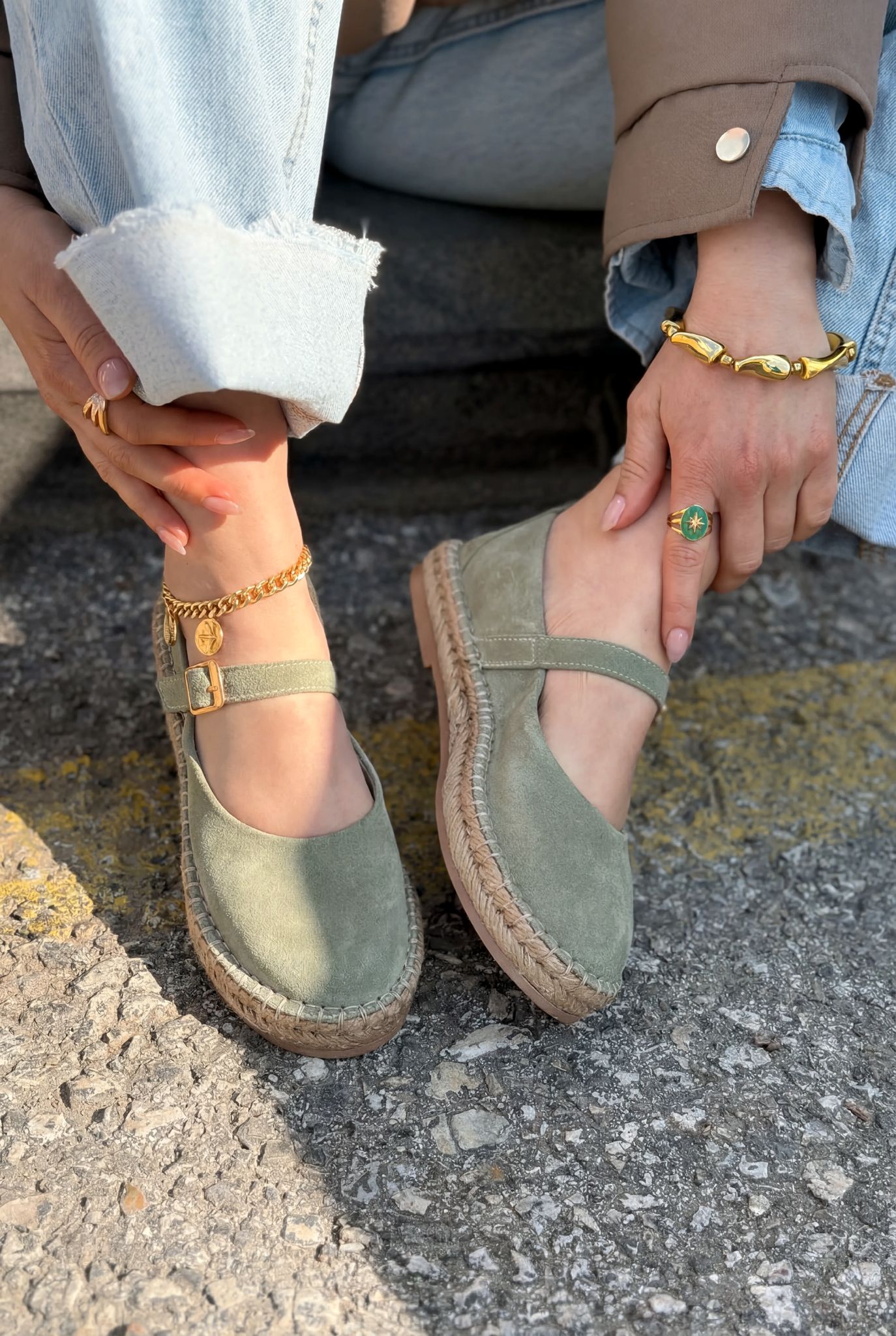 Marena Mint Green Genuine Suede Women's Espadrilles