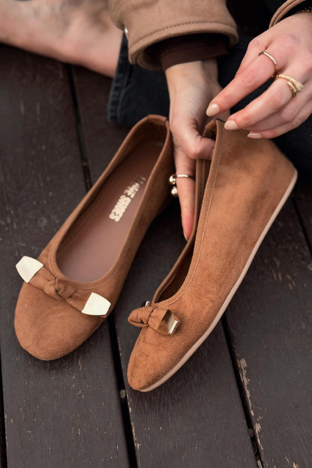 Orphel Tan Suede Women's Wedge Heel Flats