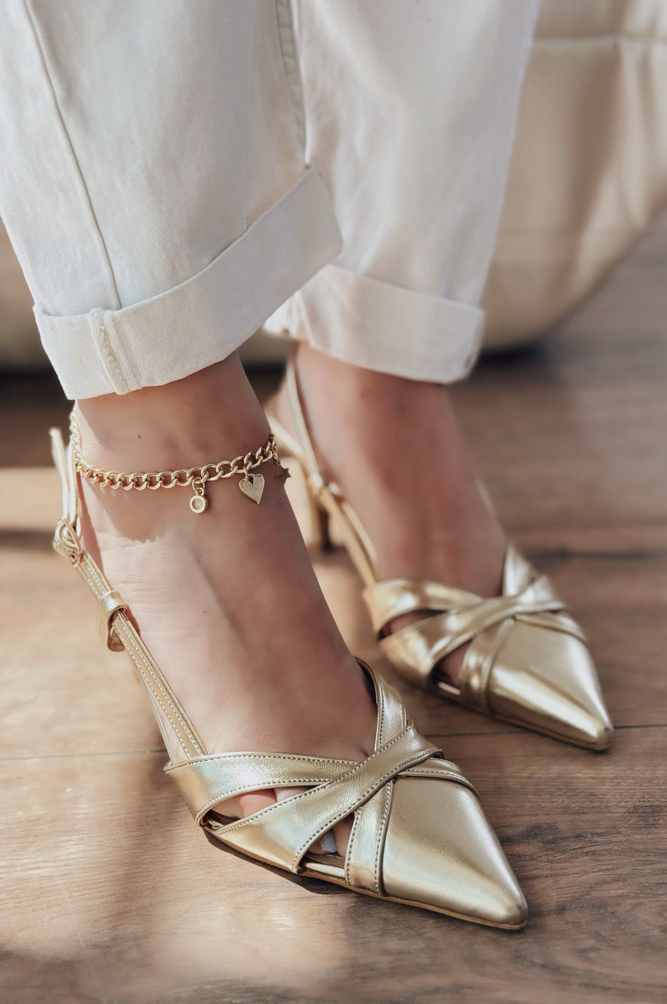 Peraps Gold Patent Faux Leather Women's Stilettos