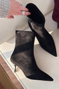Orvex Black Suede Slim Heel Women's Boots