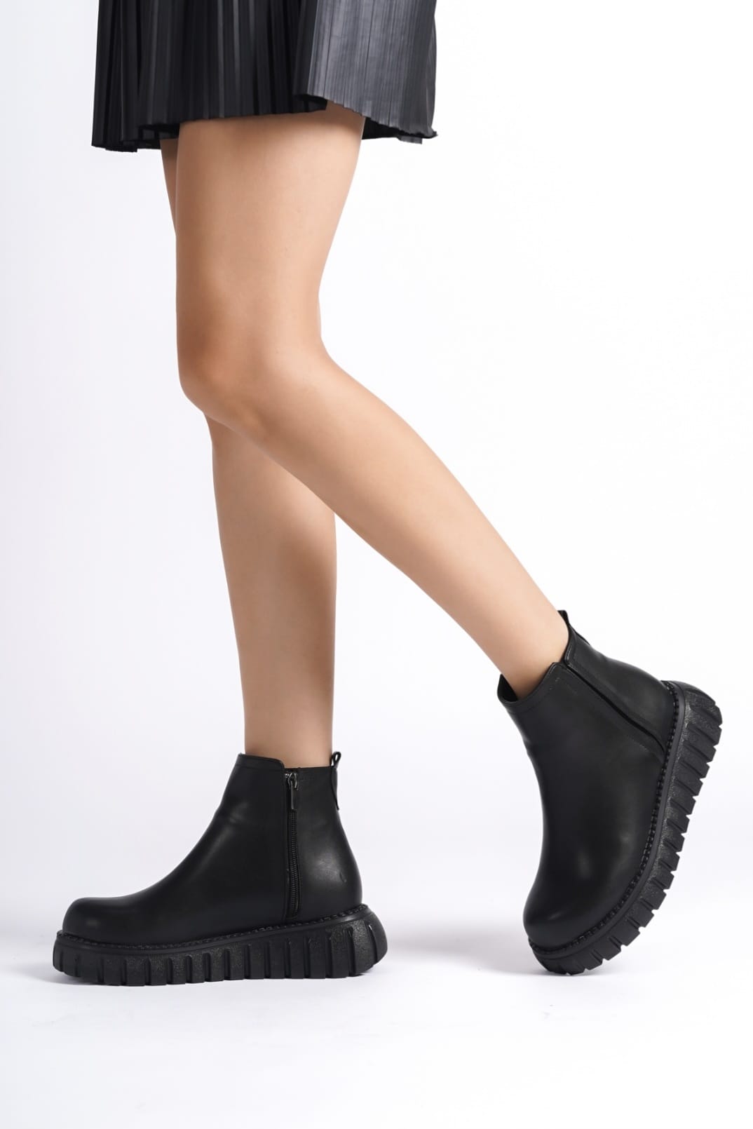 Velarise Black Faux Leather Women's Boots