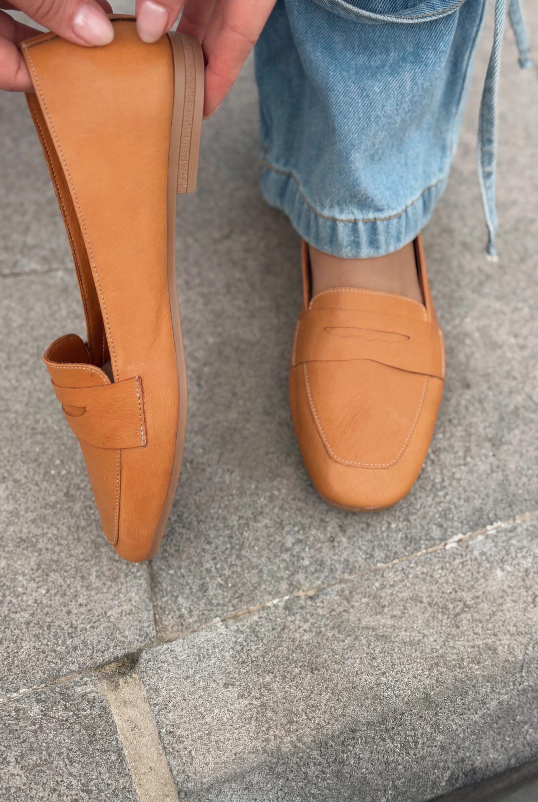 Melniel Tan Genuine Leather Women's Loafers