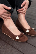Orphel Light Brown Suede Women's Wedge Heel Flats