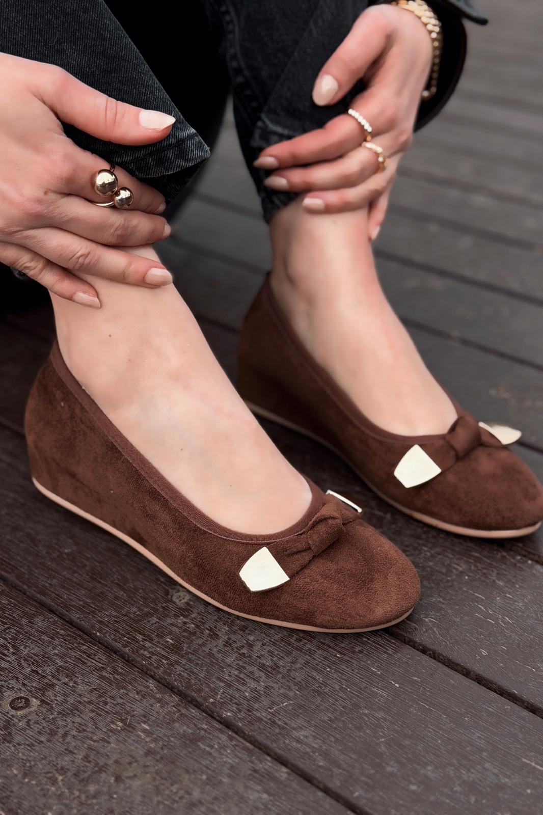 Orphel Light Brown Suede Women's Wedge Heel Flats