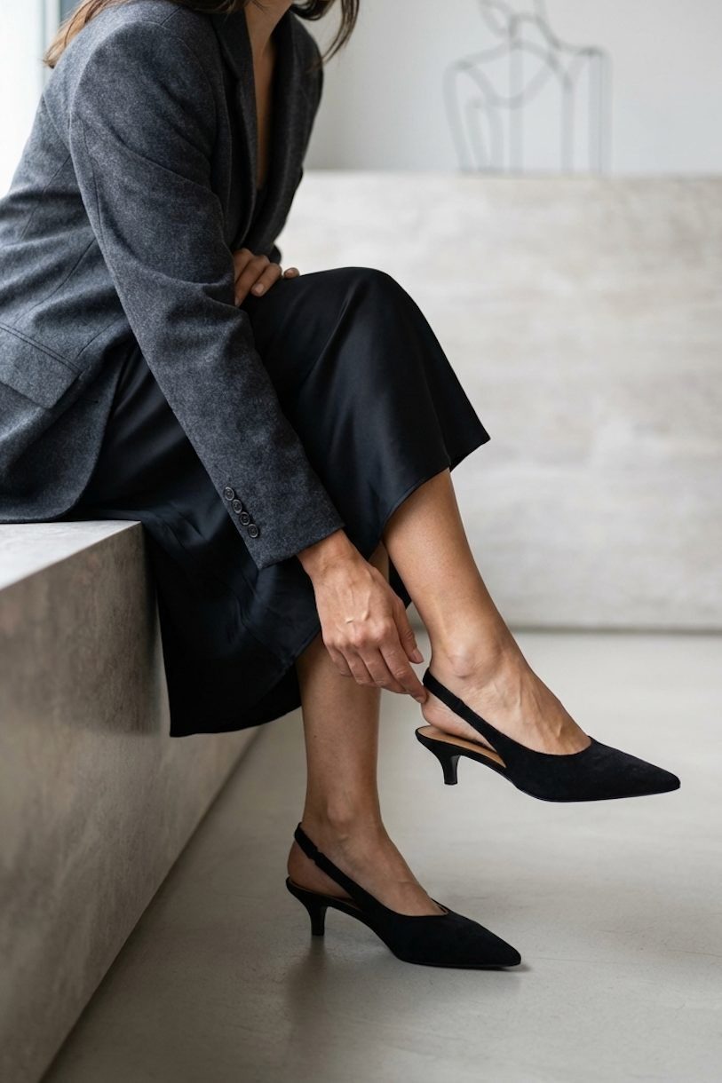 Selor Black Suede Genuine Leather Women's Stilettos