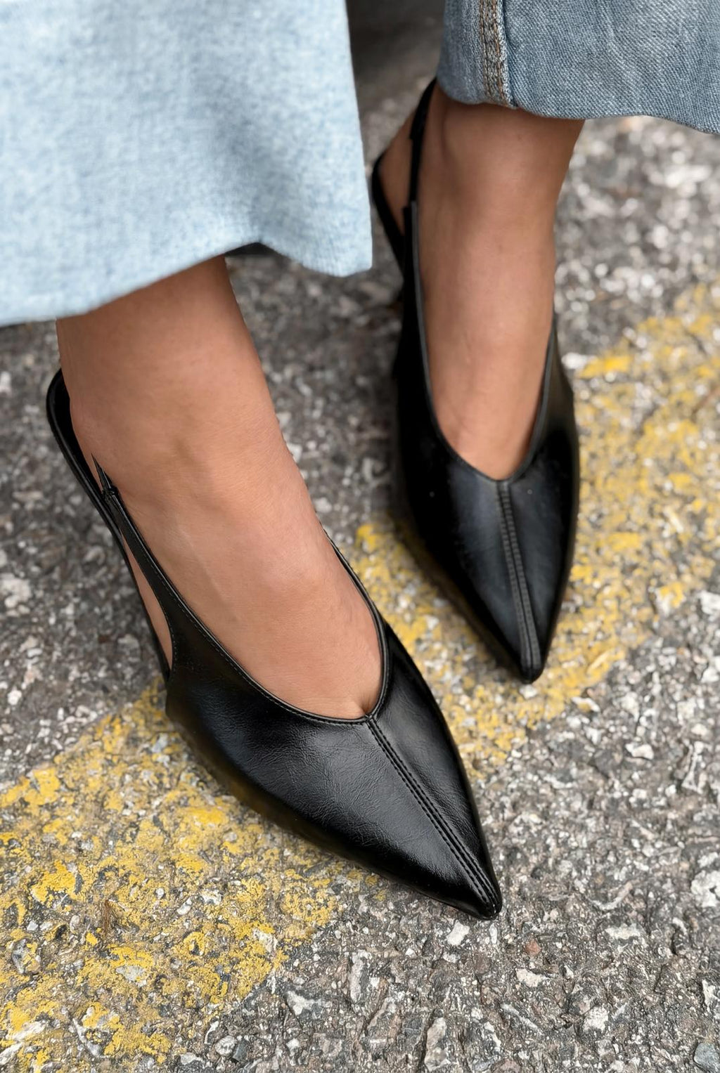Navore Black Crinkled Faux Leather Women's Stilettos