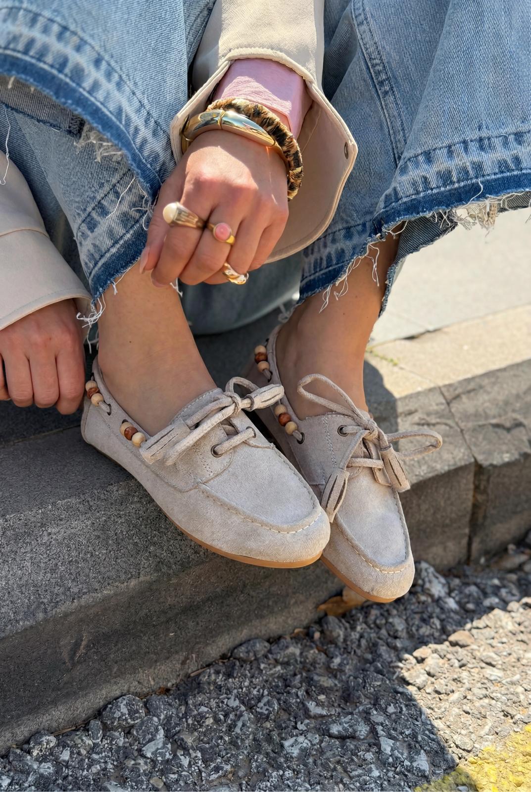 Brion Beige Suede Women's Oxford Shoes