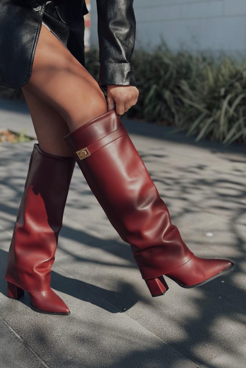 Savira Bordeaux Faux Leather Women's Boots