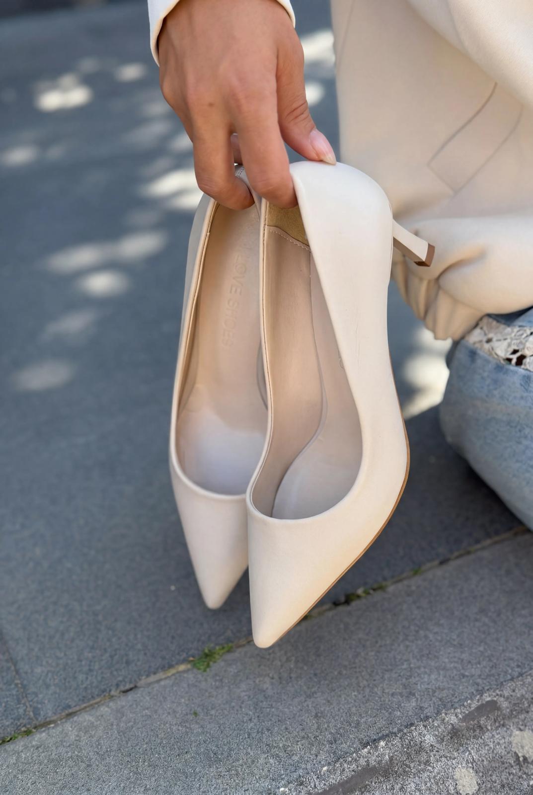 Delvion Beige Faux Leather Women's Stilettos