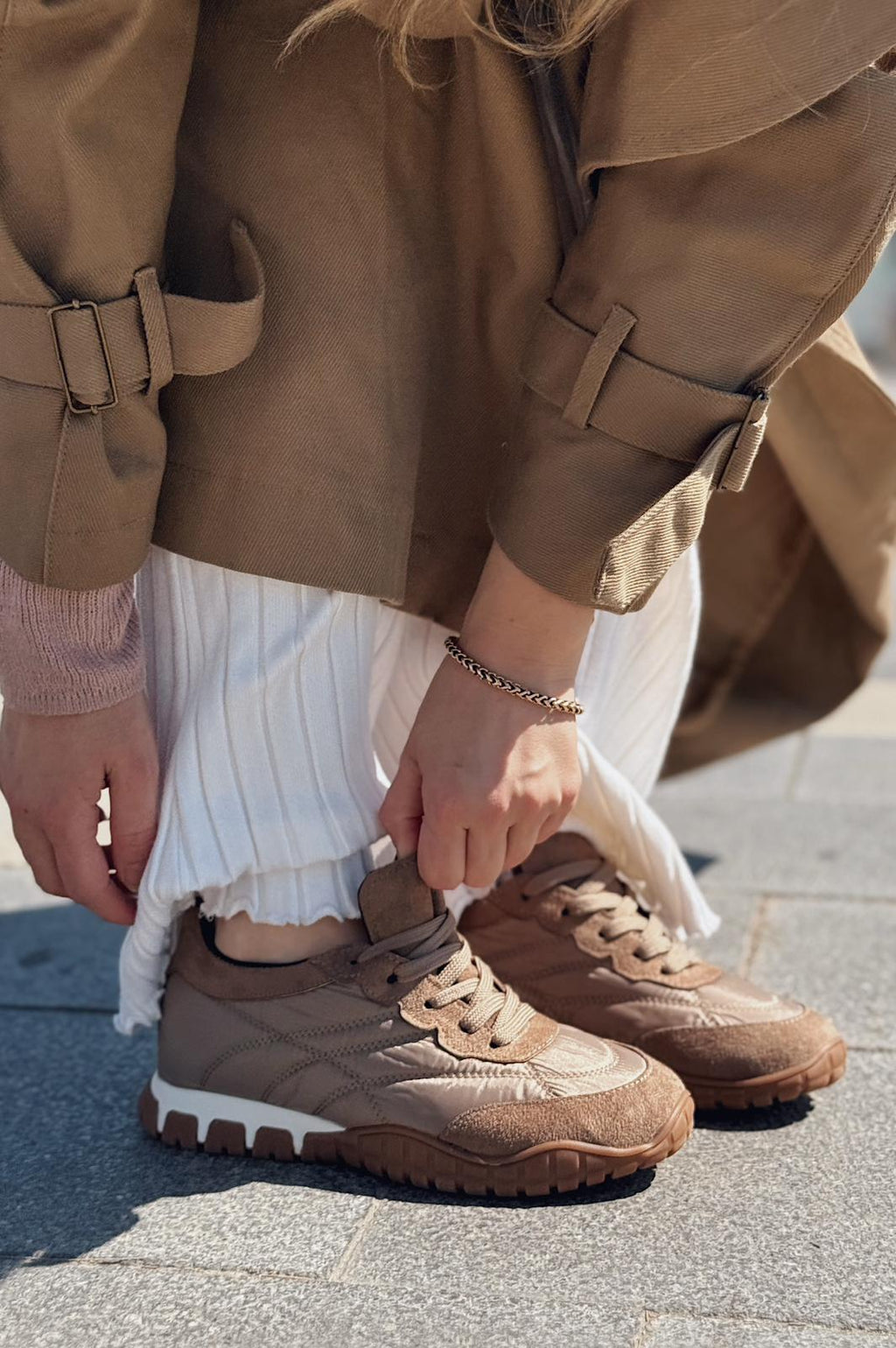 Romine Beige Parachute Fabric Women's Sneakers