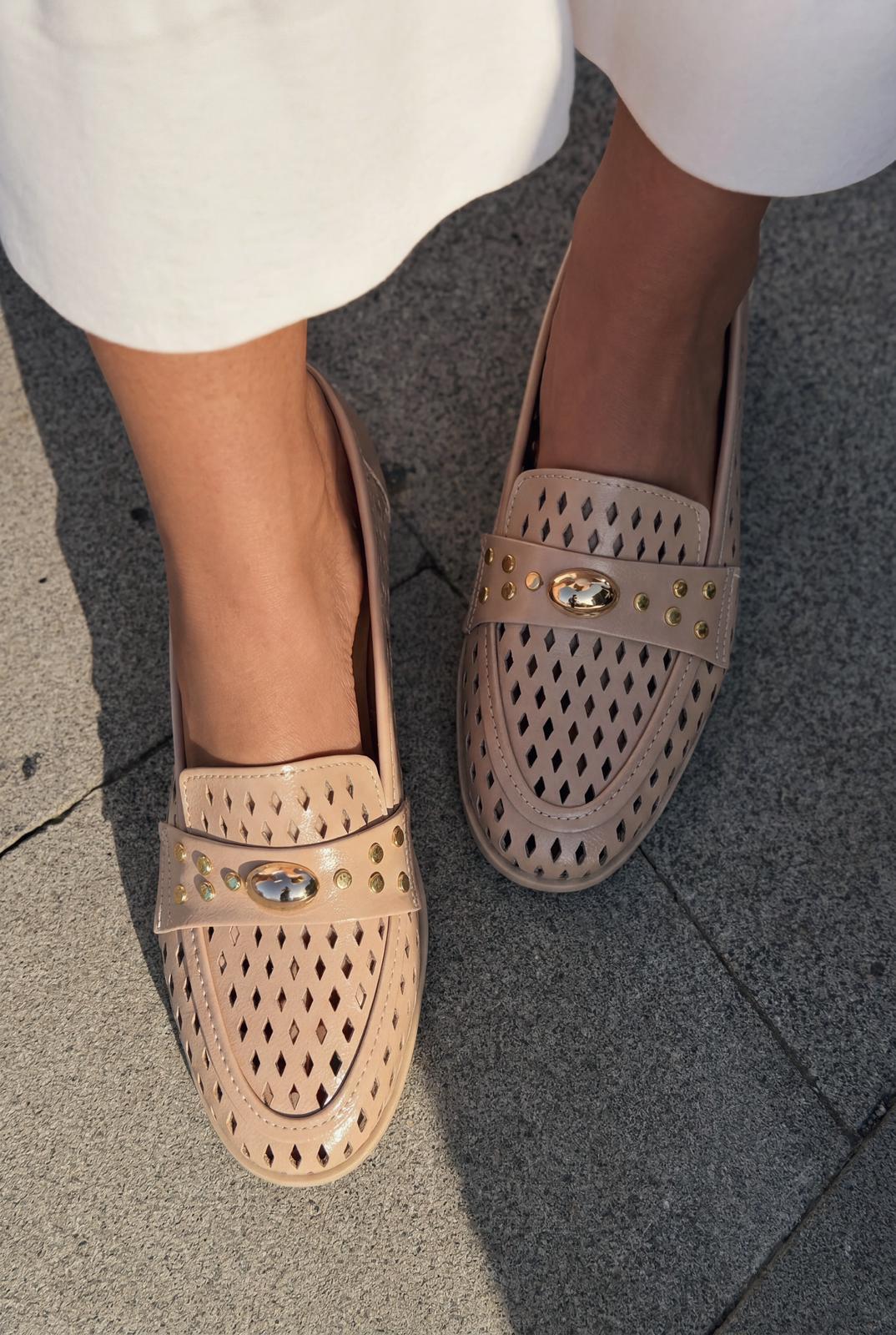 Ardion Beige Faux Leather Women's Loafers