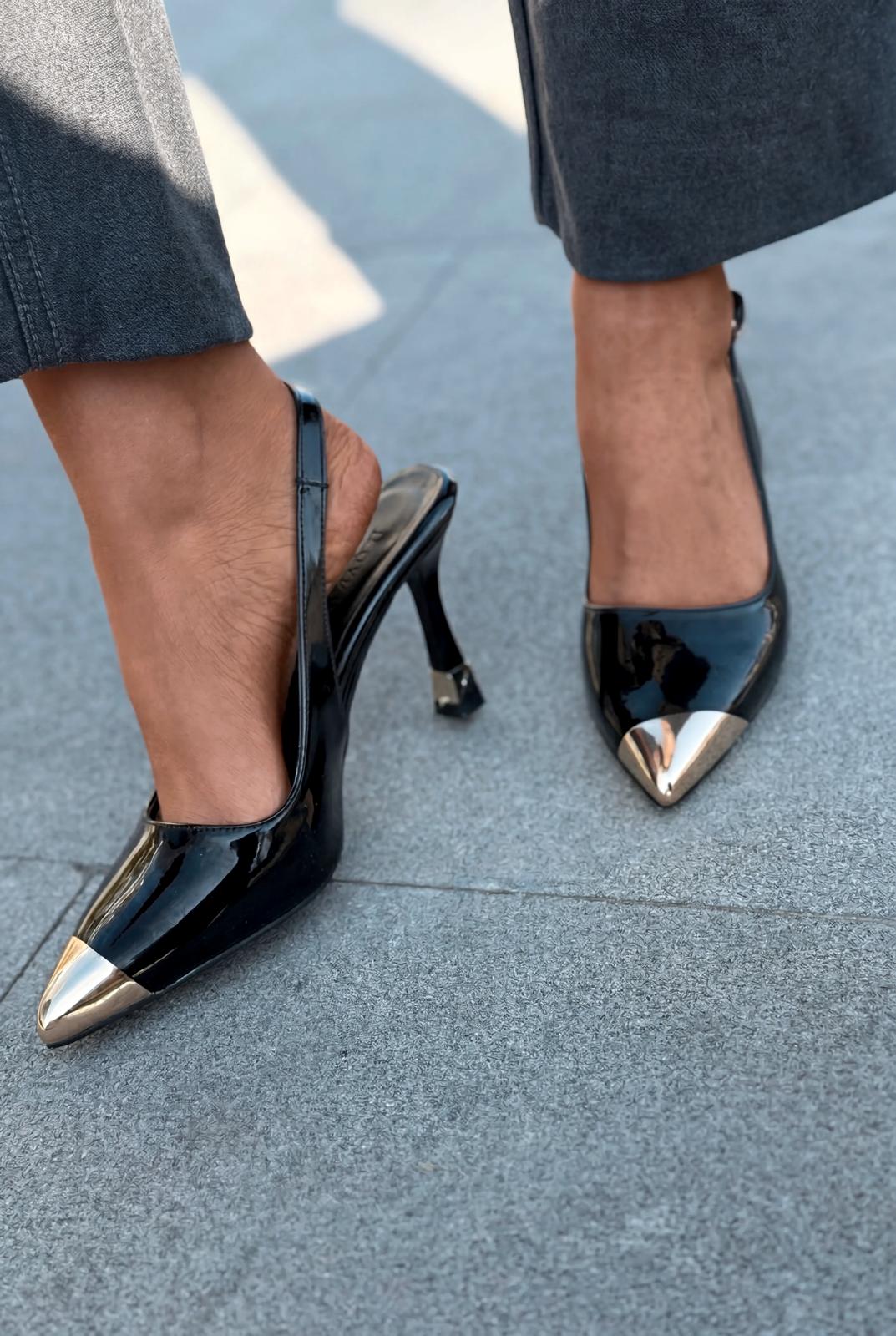 Sarnok Black Patent Faux Leather Women's Stilettos