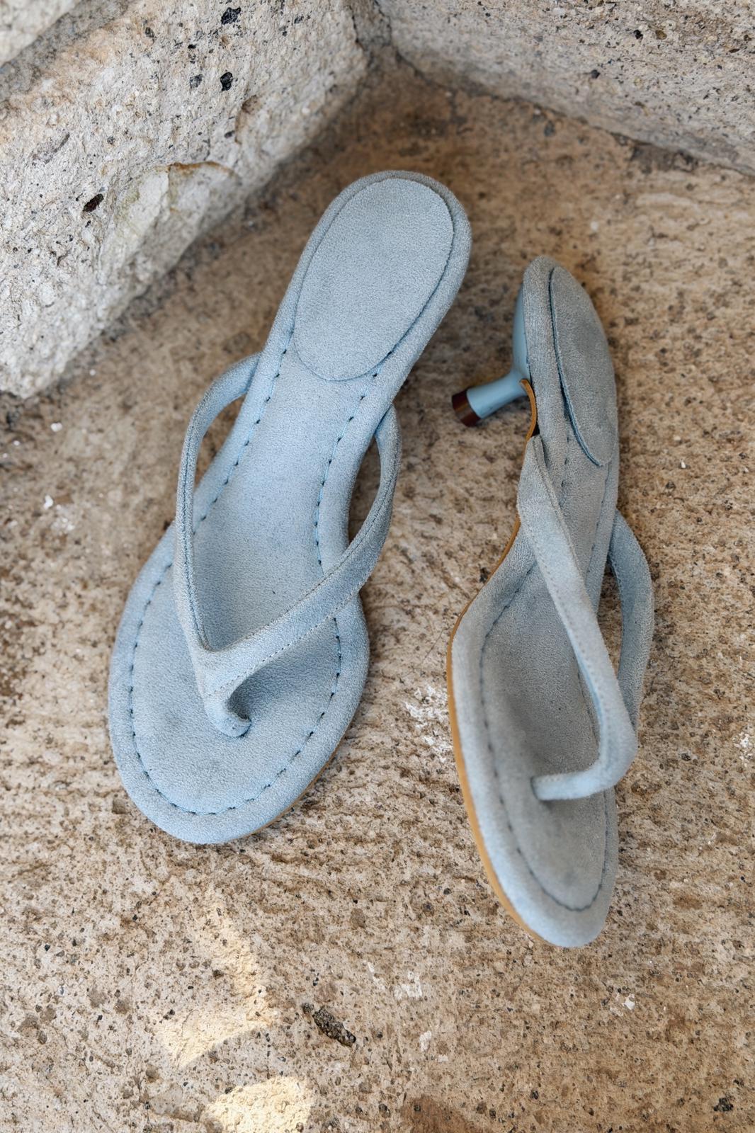 Arlene Baby Blue Suede Toe Ring Pumps