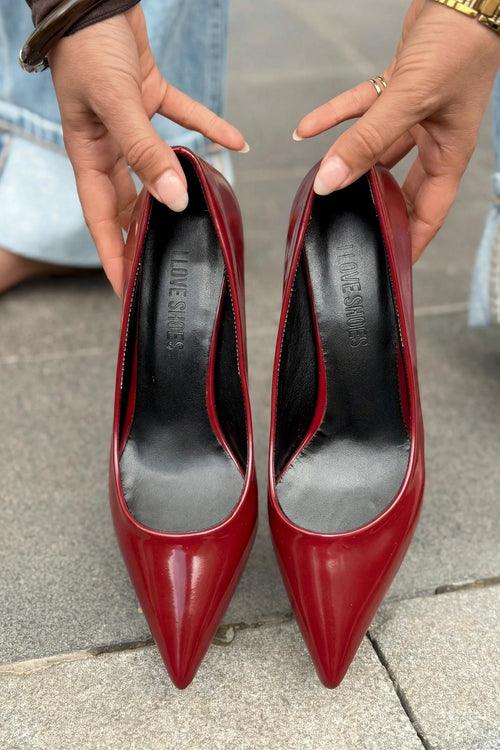 Delvion Burgundy Patent Faux Leather Women's Stilettos