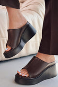 Torvyn Light Brown Faux Leather Women's Wedge Pumps