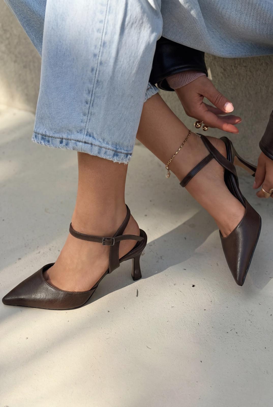 Beloria Light Brown Faux Leather Stilettos