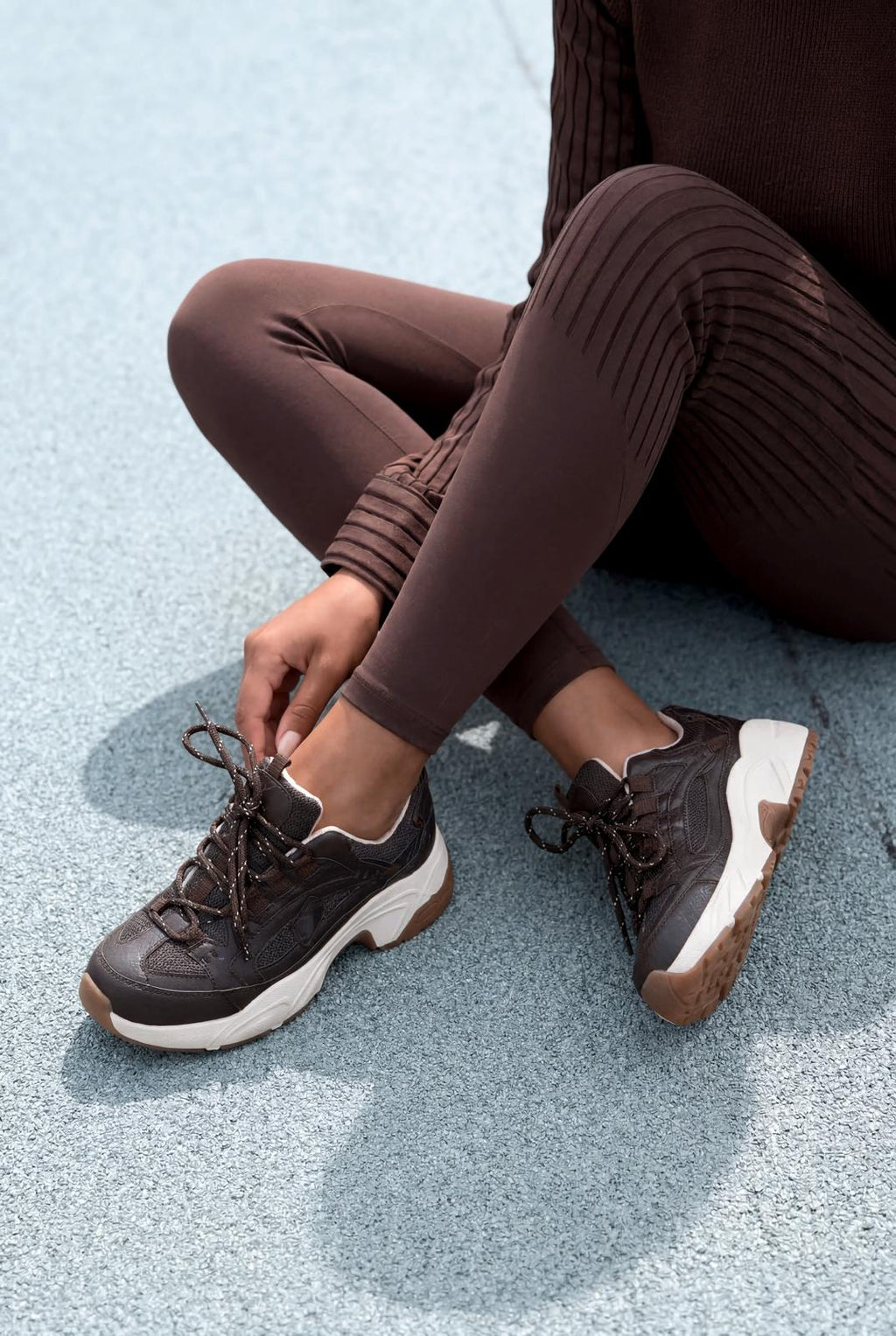 Norser Dark Brown Genuine Leather Women's Sneakers