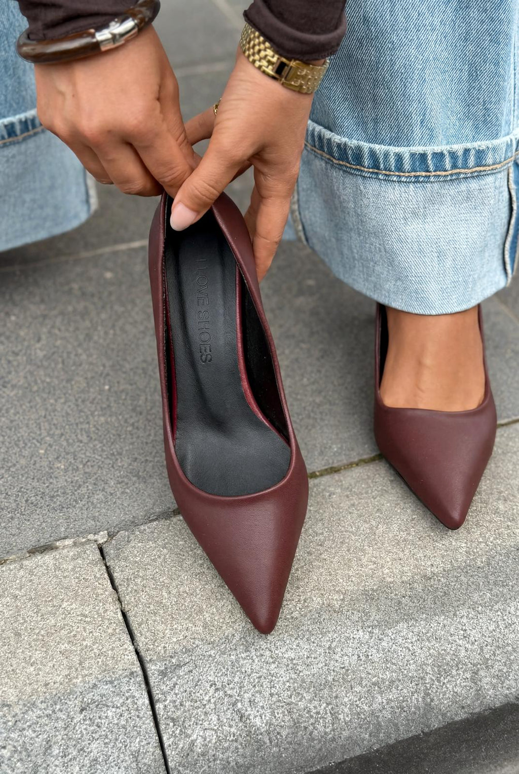 Delvion Bordeaux Faux Leather Women's Stilettos