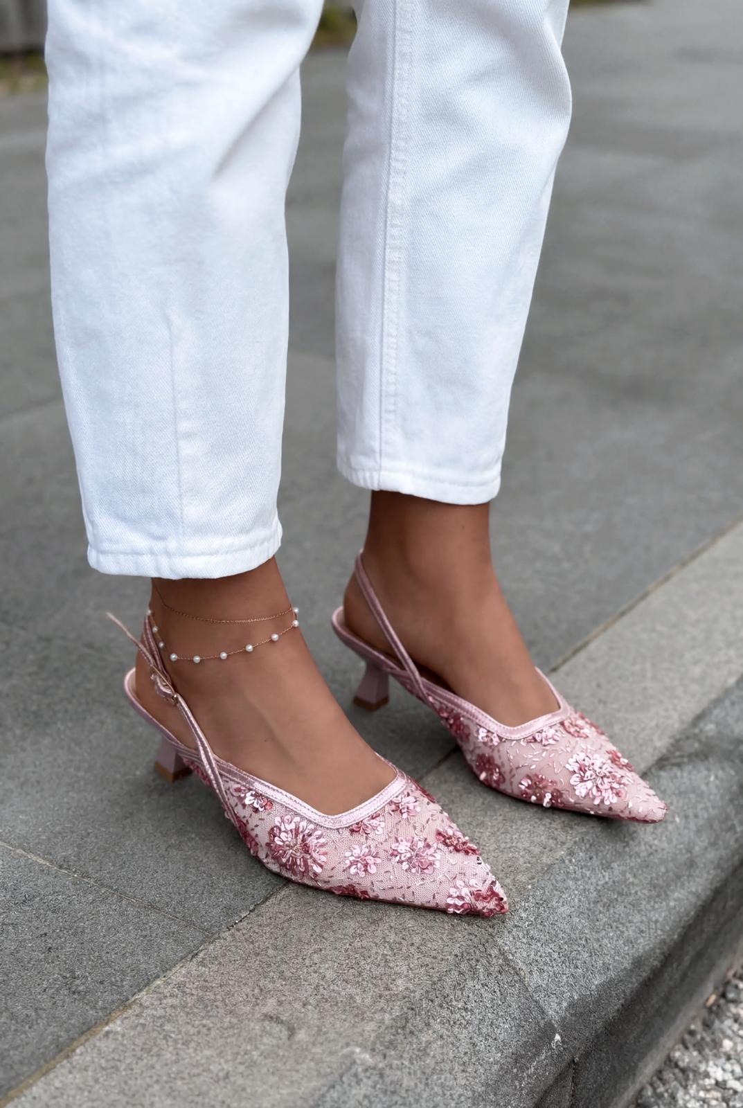 Serona Pink Embroidered Women's Stilettos