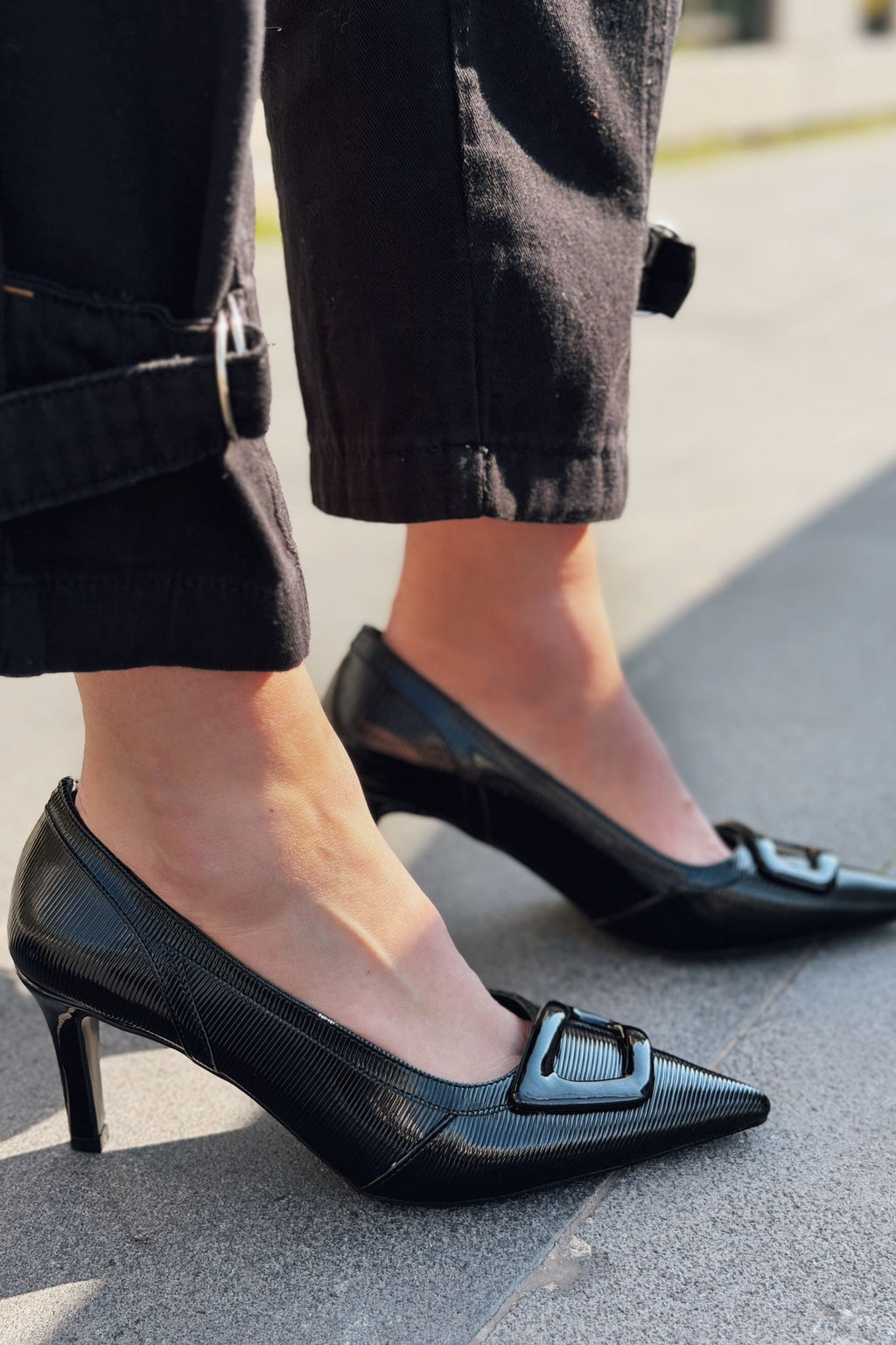 Finrel Black Patent Faux Leather Women's Stilettos