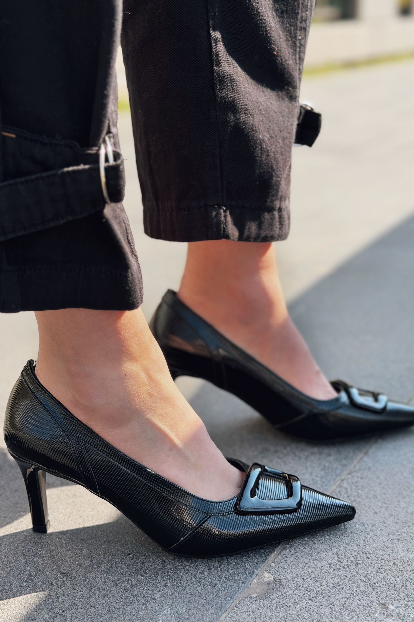Finrel Black Patent Faux Leather Women's Stilettos
