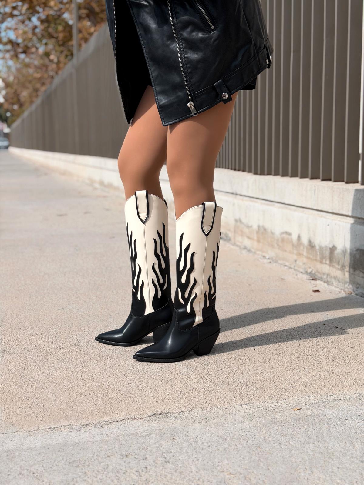 Uldra Black Faux Leather Women's Cowboy Boots
