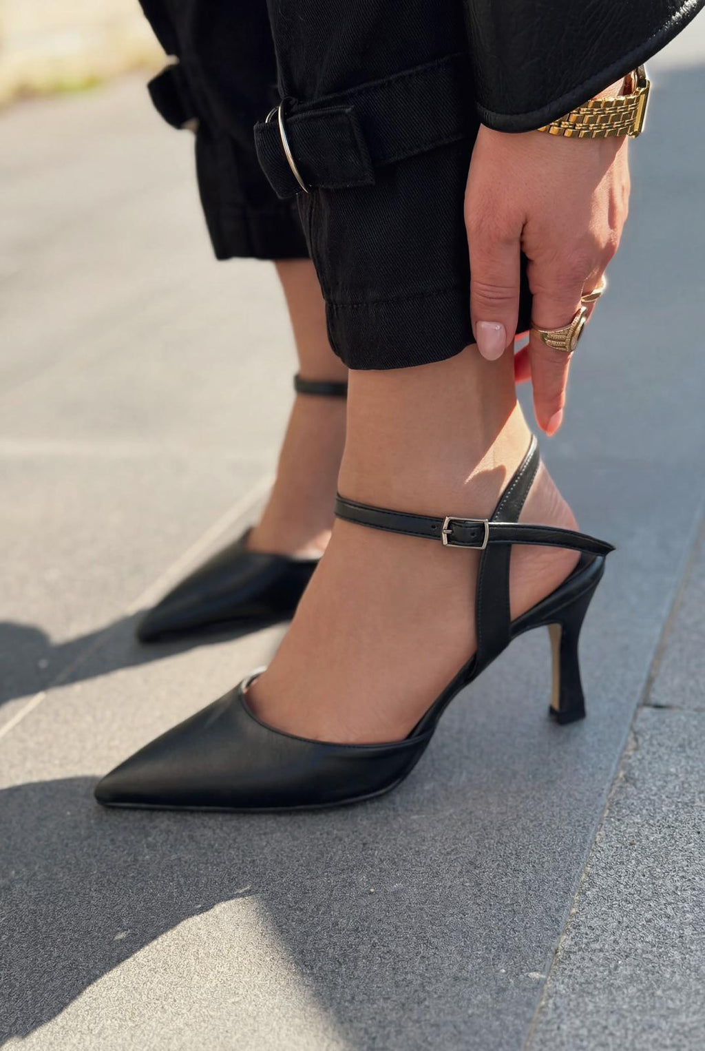 Beloria Black Faux Leather Women's Stilettos