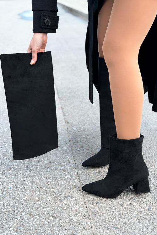 Axen Black Suede Women's Removable Shaft Boots