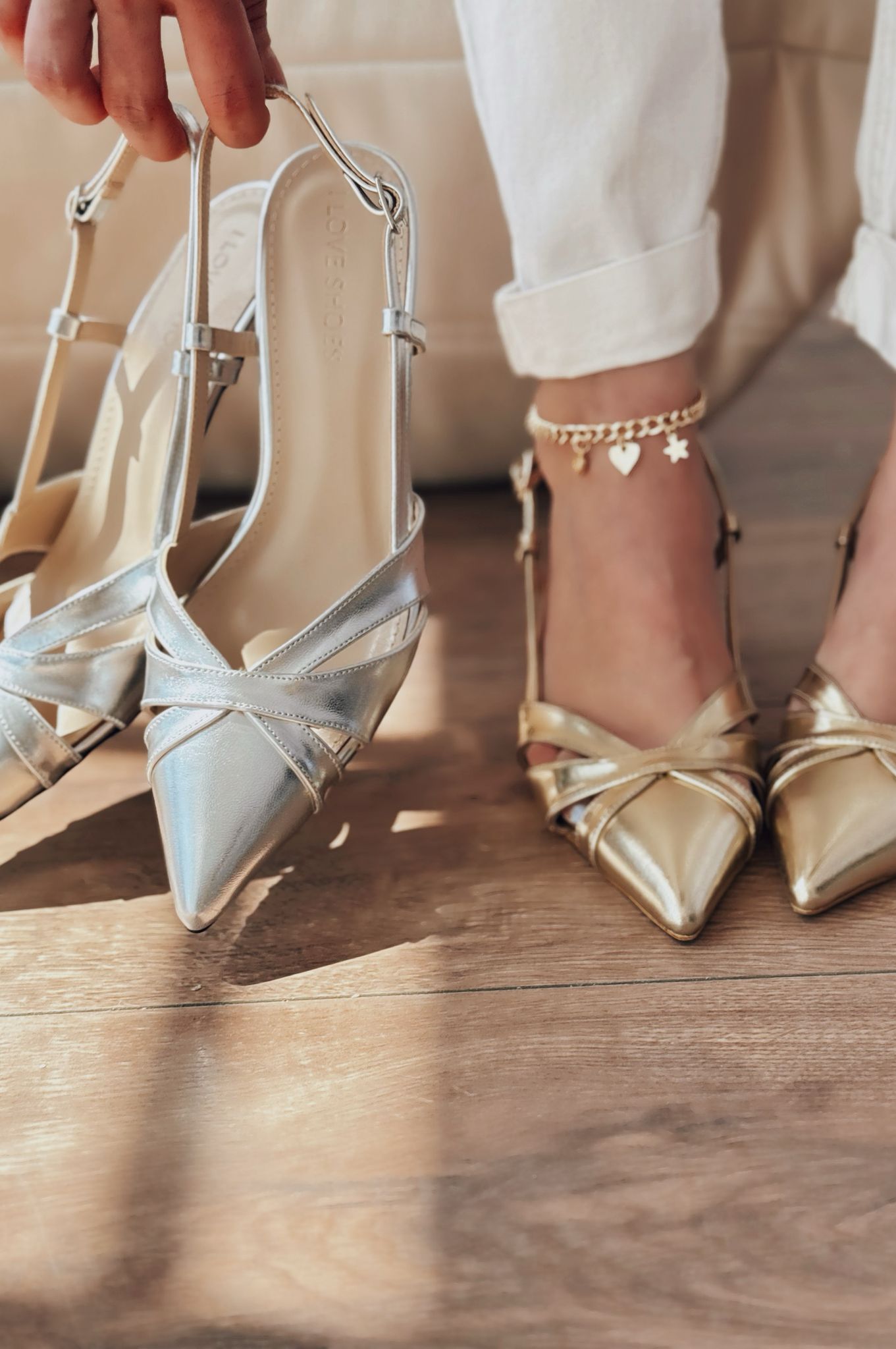 Peraps Gold Patent Faux Leather Women's Stilettos
