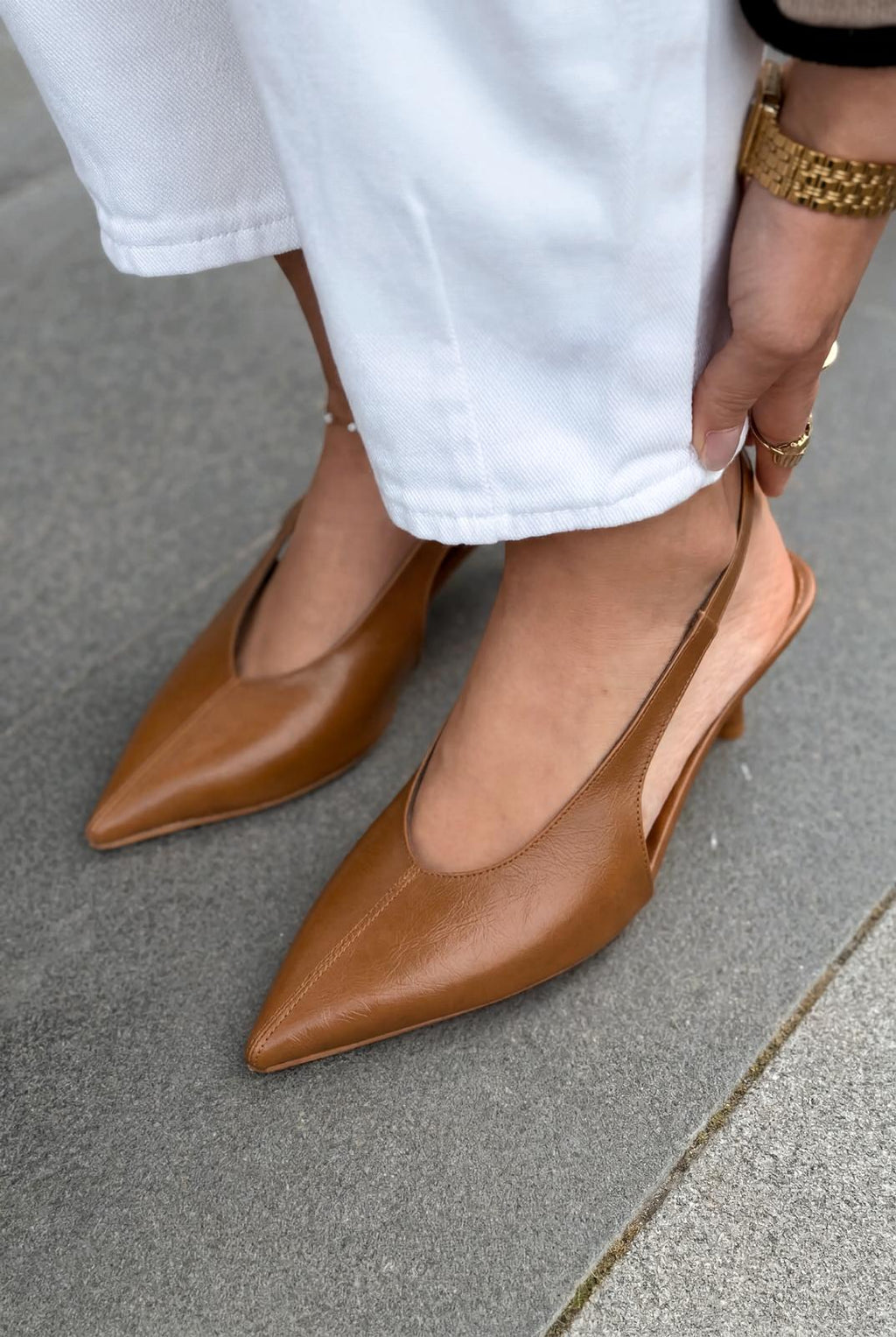 Navore Tan Crinkled Faux Leather Women's Stilettos