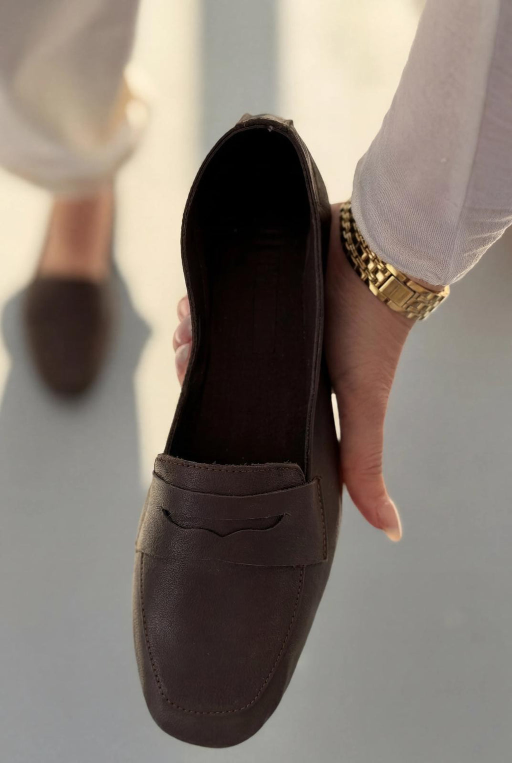 Melniel Light Brown Genuine Leather Women's Loafers
