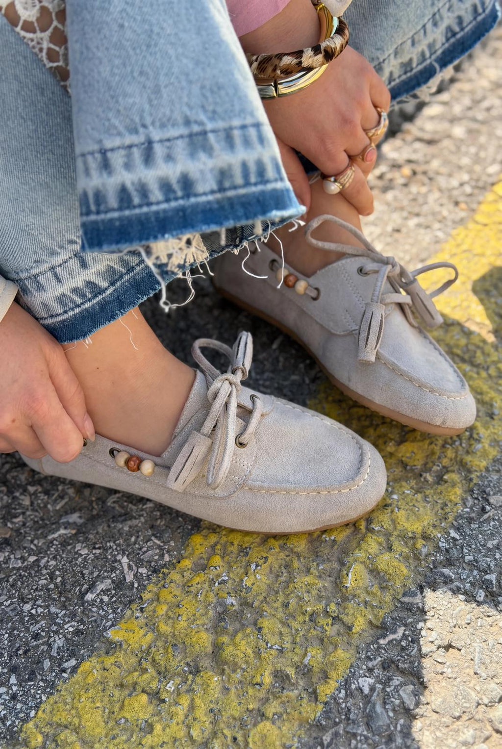 Brion Beige Suede Women's Oxford Shoes