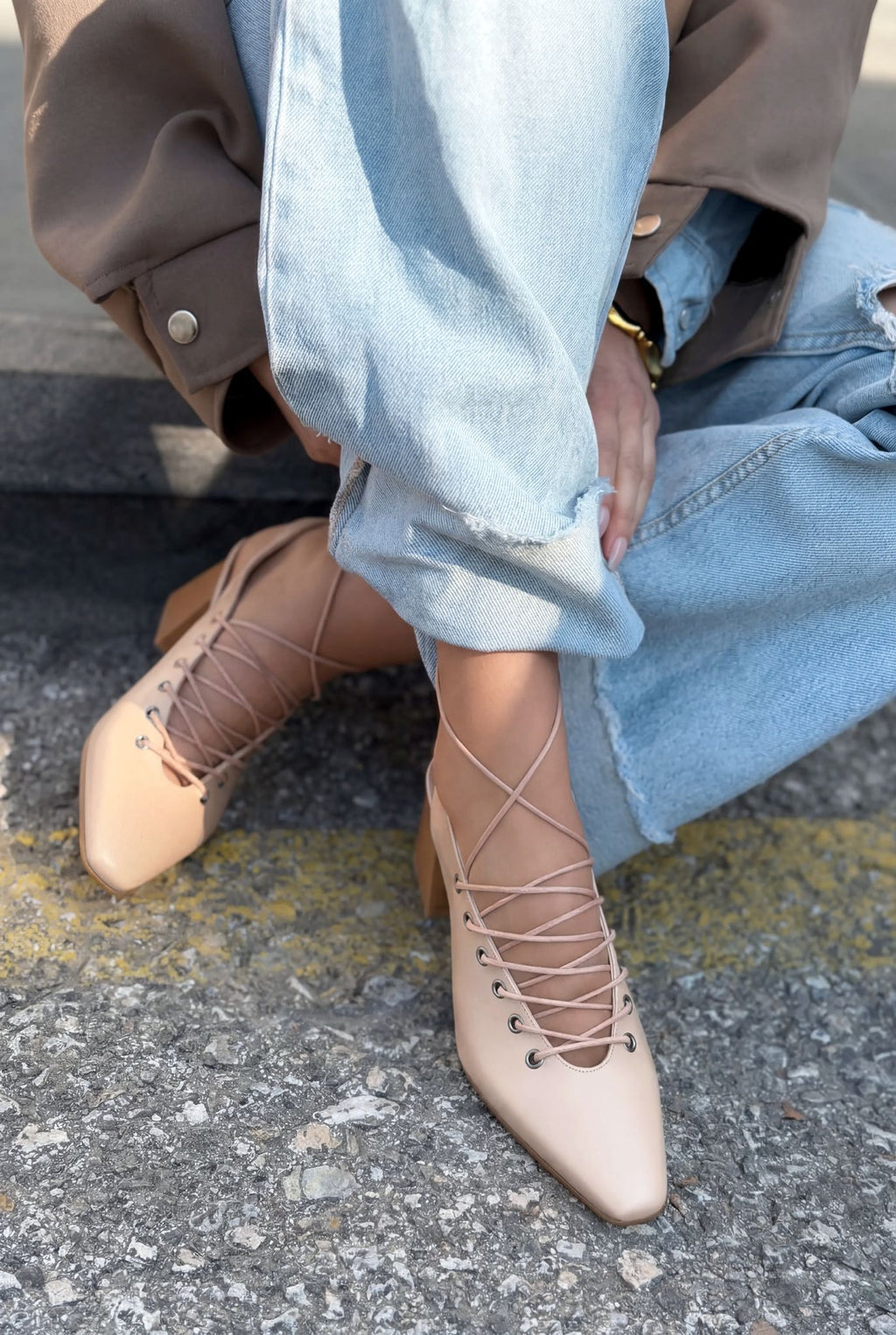 Yorella Nude Faux Leather Women's Pumps