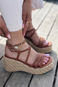 Forina Raffia Platform Pumps Women's Sandals Tan