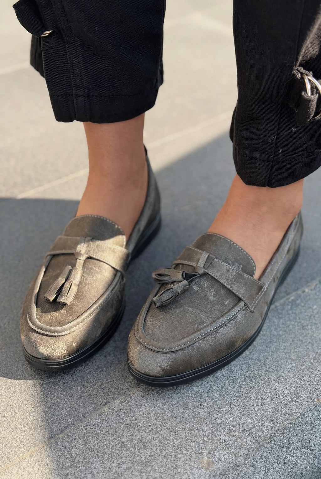 Yorvik Grey Satin Women's Loafers